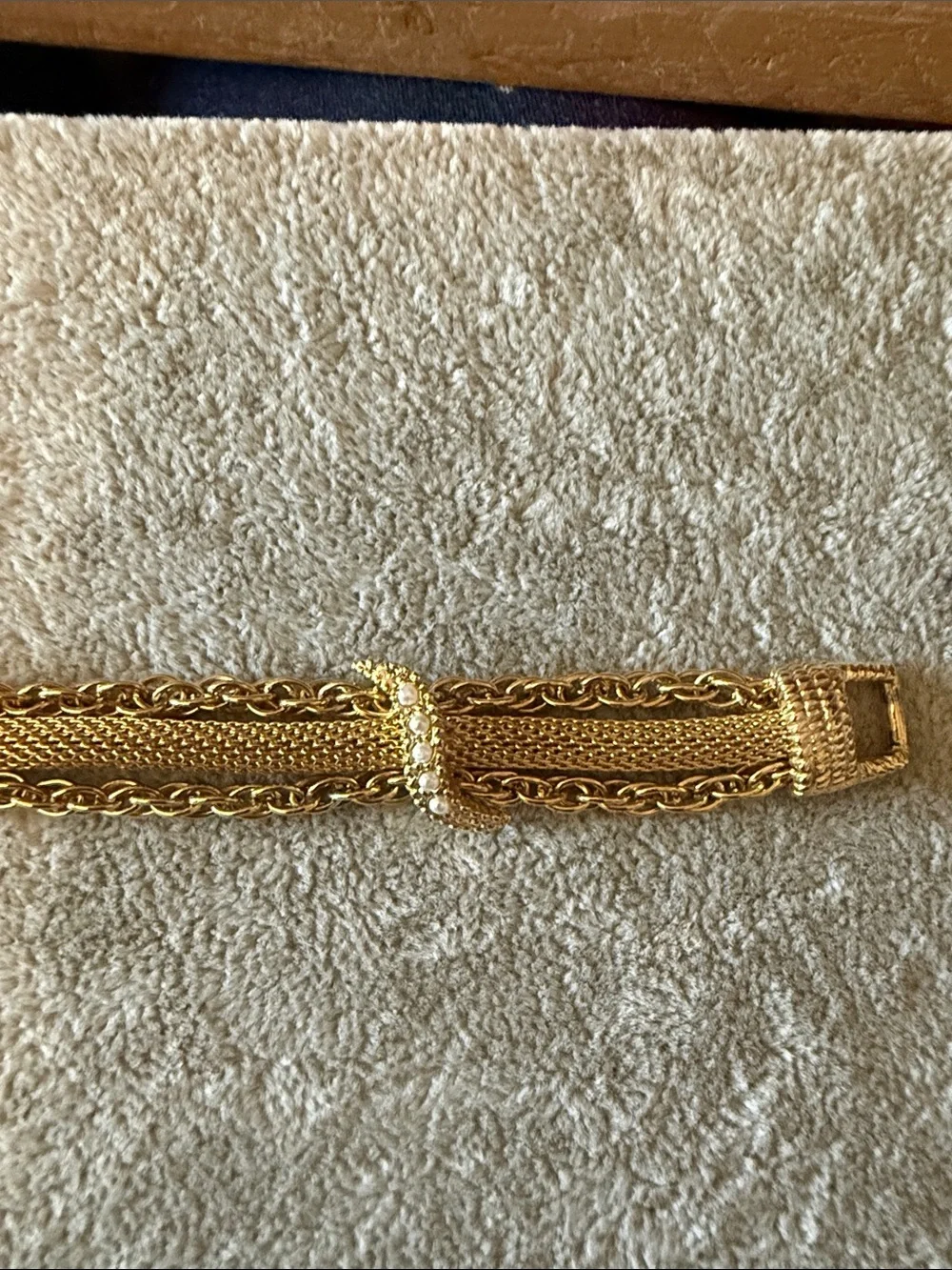 Goldette Gold-Tone Mesh Bracelet | Vintage Statement Jewelry | Signed